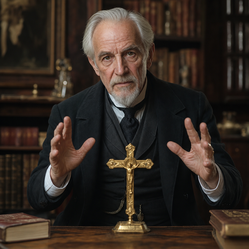 Portrait of Professor Abraham Van Helsing, a character in Dracula