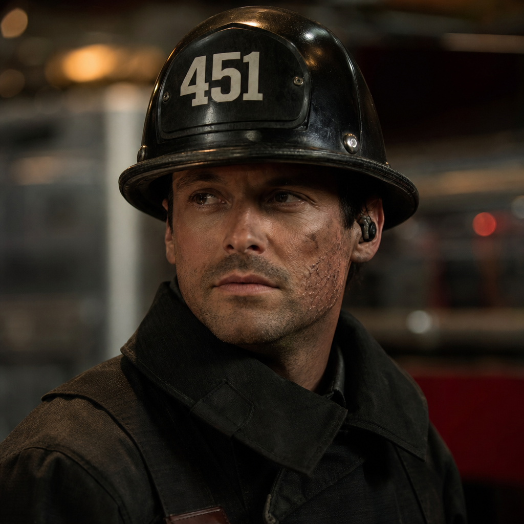 Portrait of Guy Montag, a character in Farenheit 451