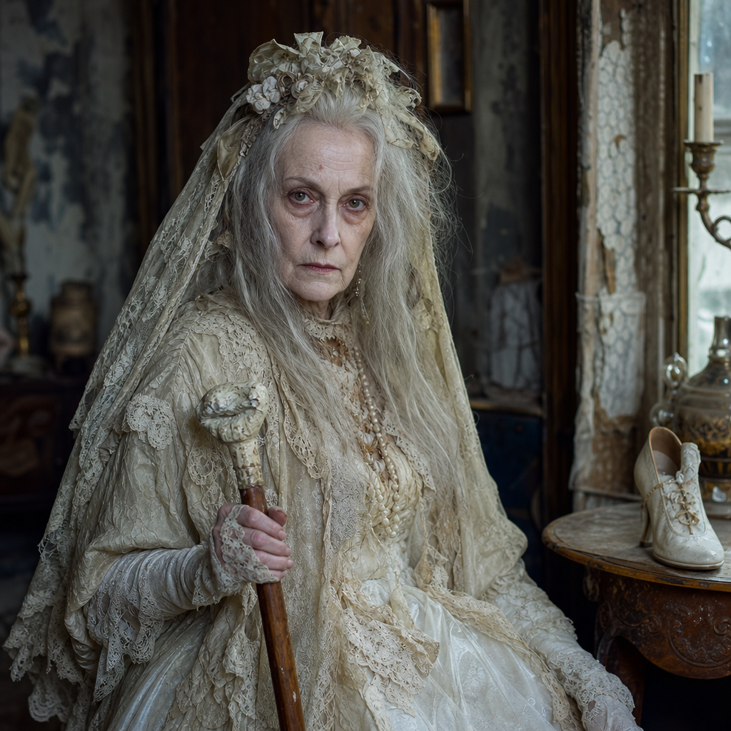Portrait of Miss Havisham, a character in Great Expectations