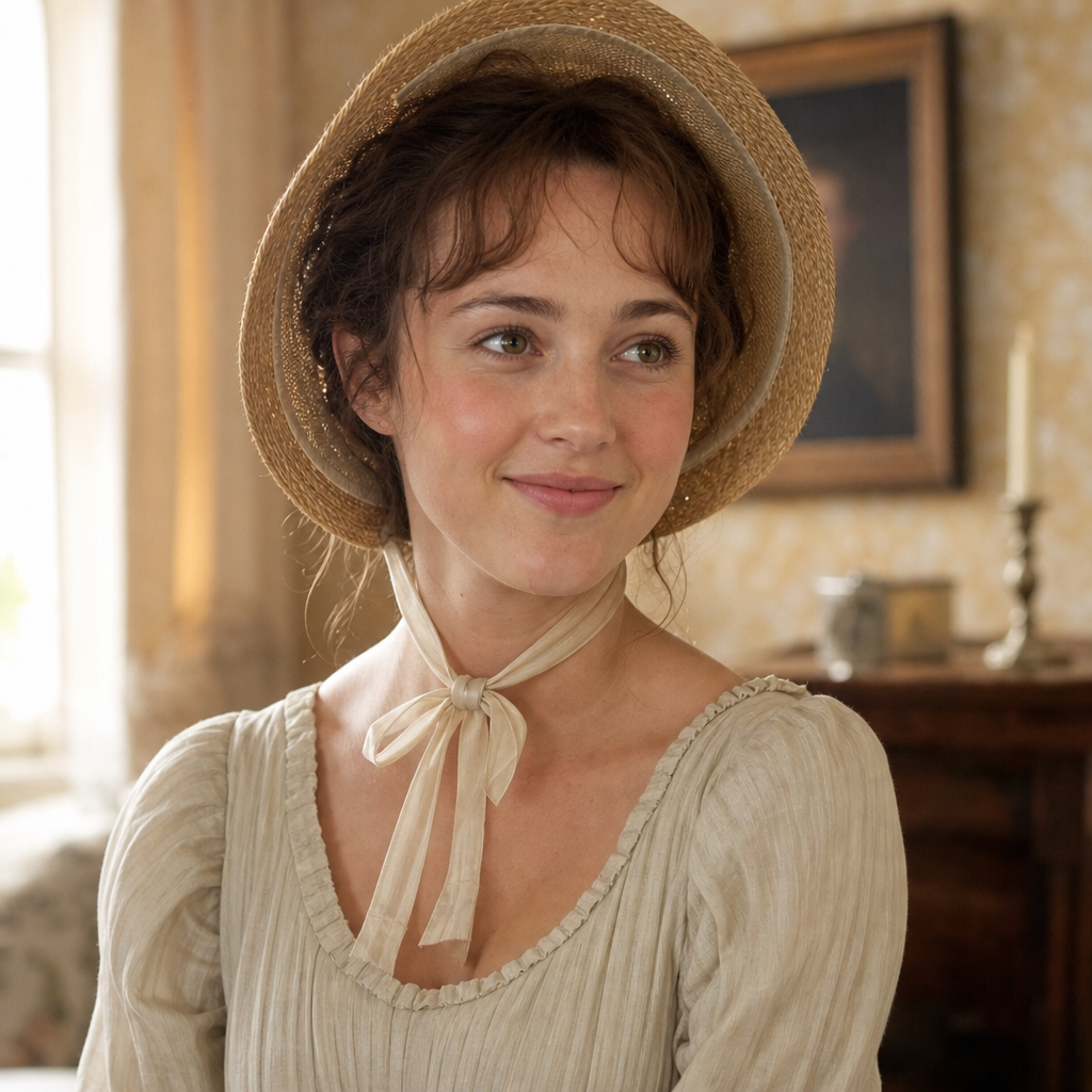 Portrait of Jane Bennet (lane, Bennets, June, bonnet), a character in Pride and Prejudice