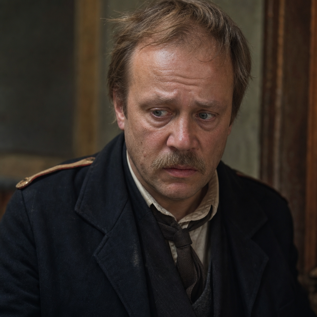 Portrait of Captain Alexei Ivanovich Snegiryov, a character in The Brothers Karamazov