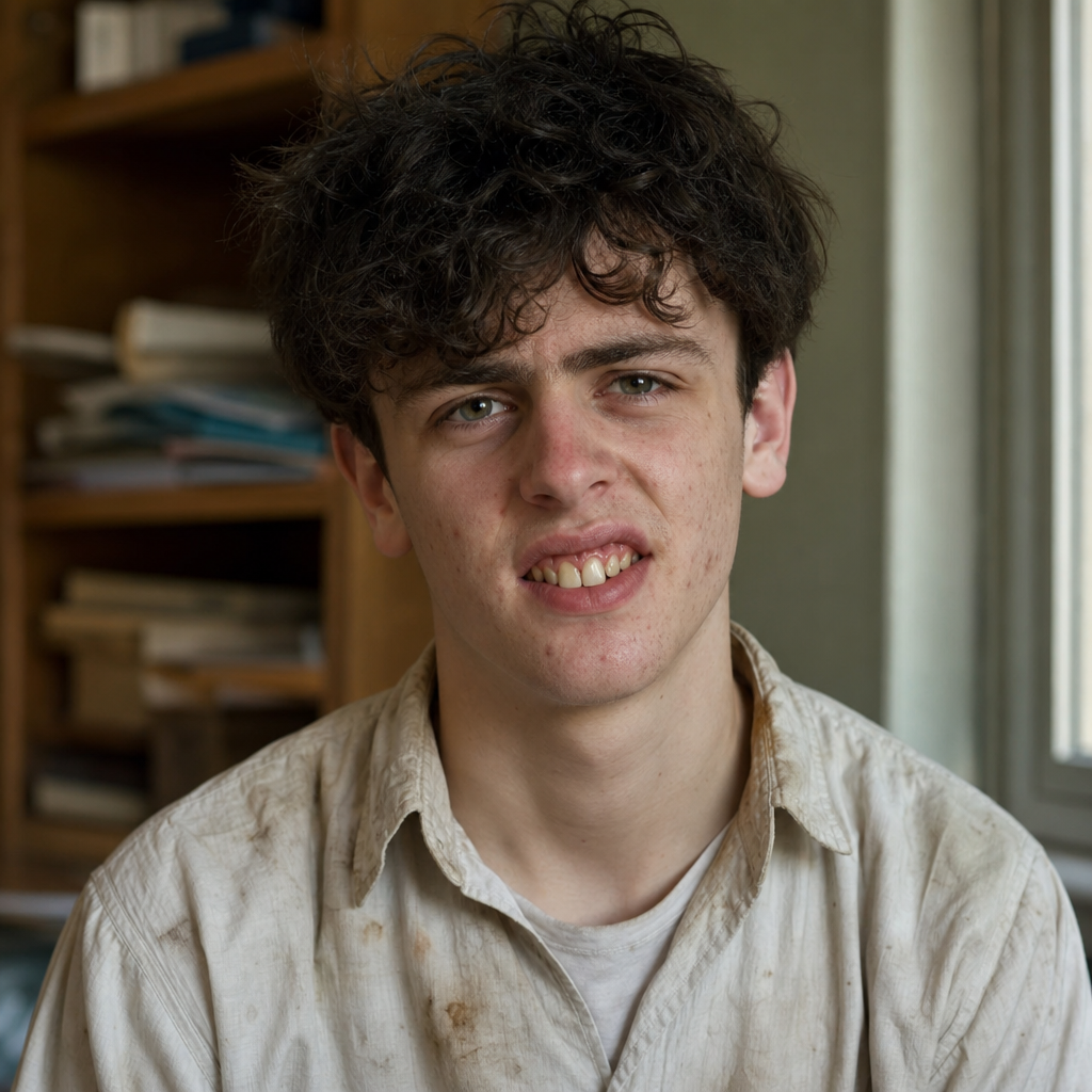Portrait of Ackley, a character in The Catcher in the Rye
